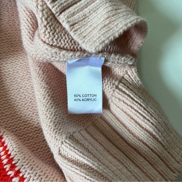 Colorblock Heart V-Neck Sweater - Red and Cream - Picture 6 of 7